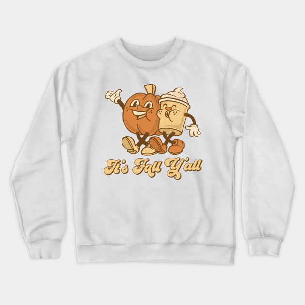 Retro It's Fall Y'all - Pumpkin Spice Latte Crewneck Sweatshirt by Krishnansh W.